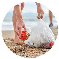 Person Picking Up Trash From Beach Photo