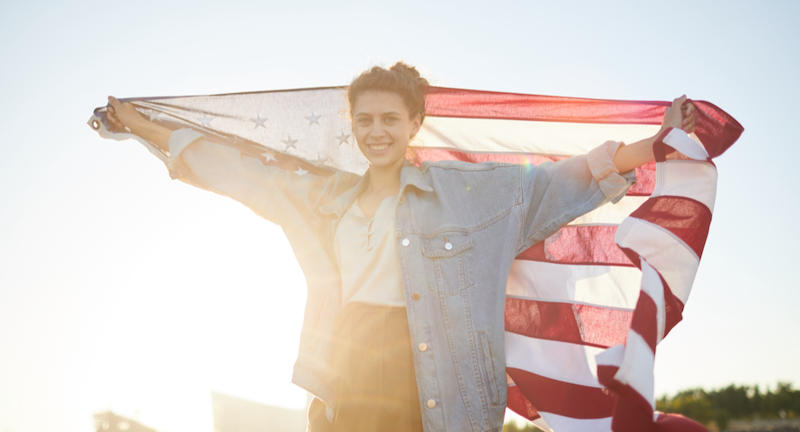 Girl with American Flag