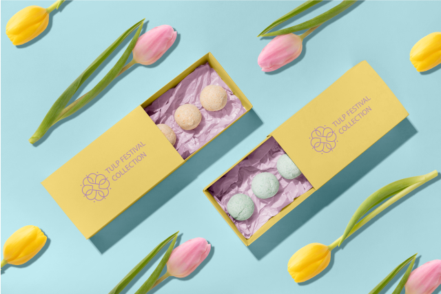 Boxes With Bath Bombs And Tulips