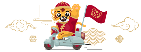 Tiger On Scooter Illustration