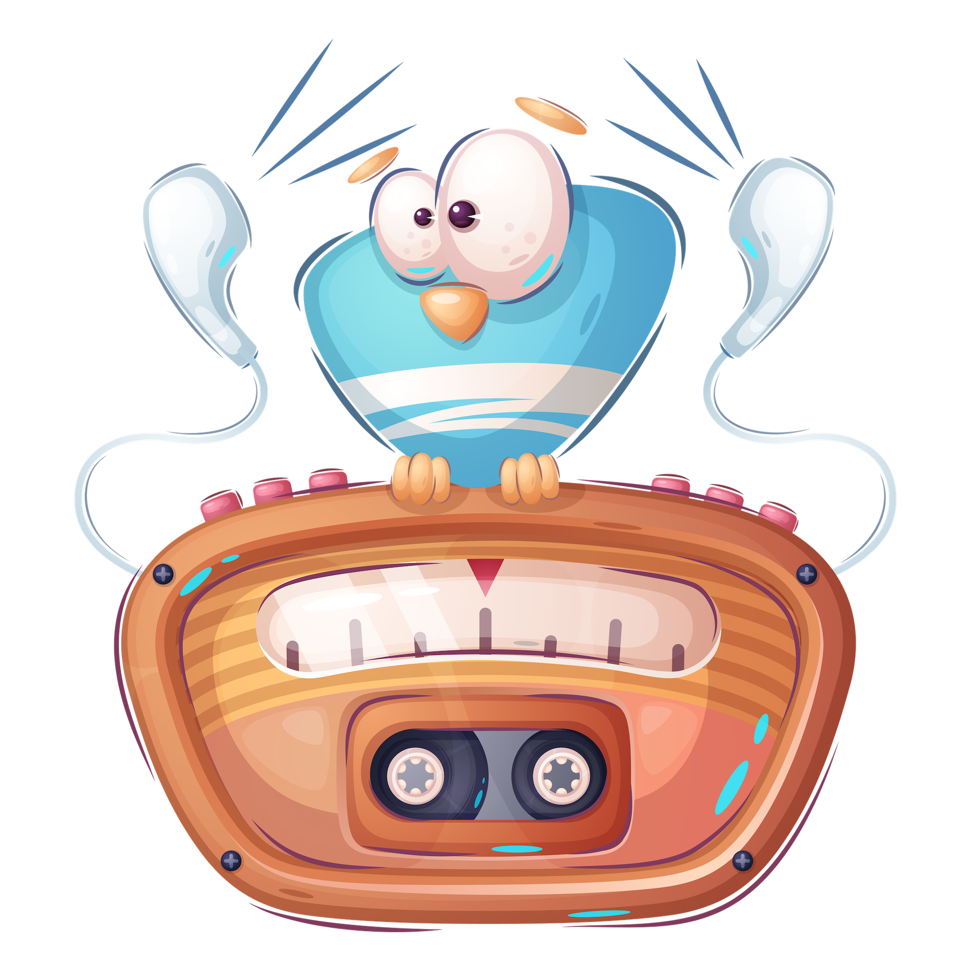 Bird listening to music sticker.