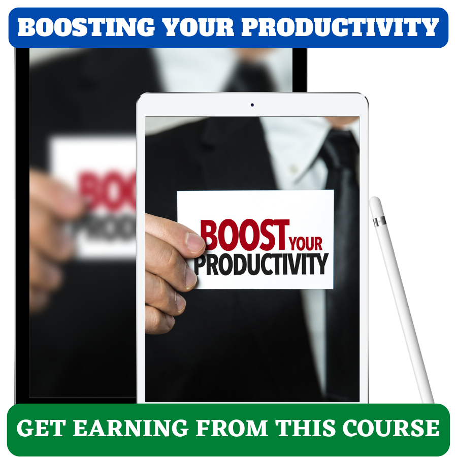 You are currently viewing 100% Free Uniquel Video Course and 100% to Download Video Course with Master Resell Rights to make money online “Boosting Your Productivity”. Create substantial boost to the passive income by boosting productivity in your online business