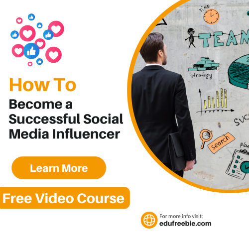 100%free “HOW TO BECOME A SOCIAL MEDIA INFLUENCER” This video course will guide you to become a social media influencer which is an exceptionally lucrative venture.