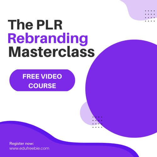 100% free video course “THE PLR REBRANDING MASTERCLASS” that will teach you how to customize your plan material to make it more profitable and start your online business. know how to make money out of it while working from home in very less time. this video course is a way for everyone to earn real passive income while working at their convenience. this is 100% free with resell rights and it is free for downloading