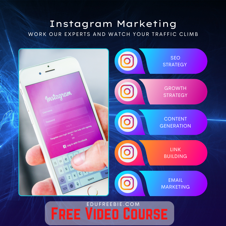 You are currently viewing Are you tired of going to the office and work all day for little money? Watch this video course “Instagram Marketing” to know the  new idea to earn big money for all your expenses from your own internet university “. This is a 100% free video course with resell rights  and free downloading. This video course will make you a fortune within a month