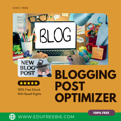 100% free to download the “Blogging Post Optimizer” ebook with master resell rights. Mystery revealed to make a huge income online without a company, experience, or website. A step-by-step guide to generating passive income   without any investment