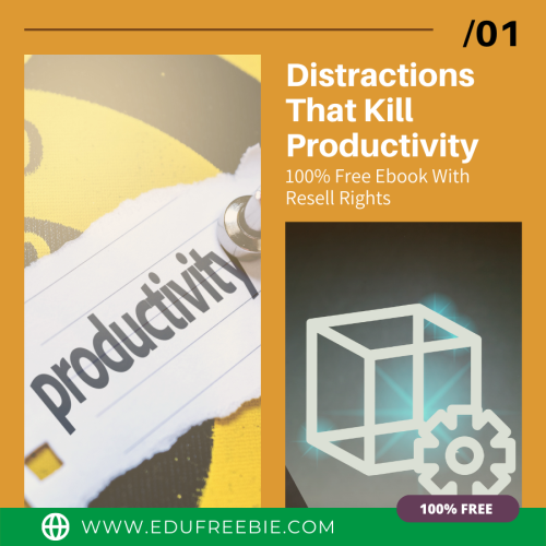 100% free to download the “10 Most Common Distractions That Kill Productivity” ebook with master resell rights. This ebook is for those who want to earn dollars and become millionaires fast. Make money working from home