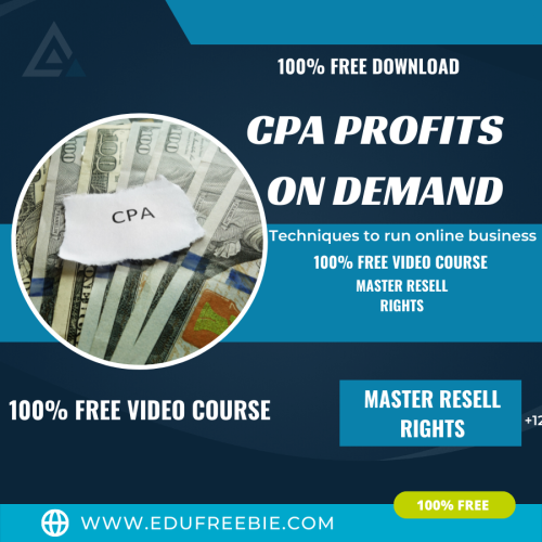 100% Free to Download Video Course with Master Resell Rights “CPA PROFITS ON DEMAND” is to educate you on unique steps for making money while being online and new business ideas to make you a MILLIONAIRE