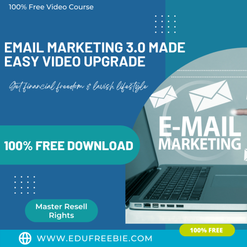 100% Free to Download Video Course  for everyone “EMAIL MARKETING 3.0” with Master Resell Rights is a course that teaches you a comfortable way of making real money