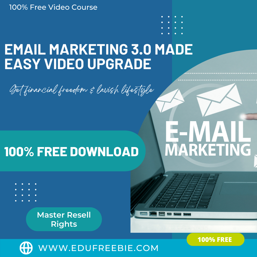 You are currently viewing 100% Free to Download Video Course  for everyone “EMAIL MARKETING 3.0” with Master Resell Rights is a course that teaches you a comfortable way of making real money