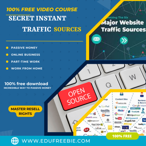 100% Free to Download Video Course with Master Resell Rights  “Secret Instant Traffic Sources” is a training video through which you can start your online entrepreneurship and make huge profits