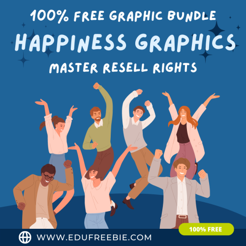 100% Free to download graphics with master resell rights “Happiness” is ideal for your design and these are really attractive graphics to use for printing