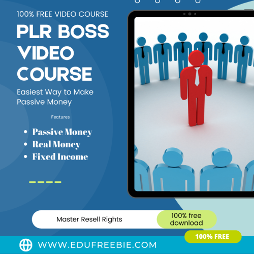 100% Free Video Course with Master Resell Rights “PLR Boss” will teach you the proper steps to build your online business and you will become a millionaire overnight