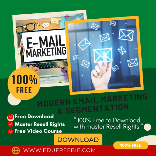 100% Free to Download Video Course “Modern Email Marketing & Segmentation” with Master Resell Rights will educate you on a method that mixes rightly with your personality and your skills