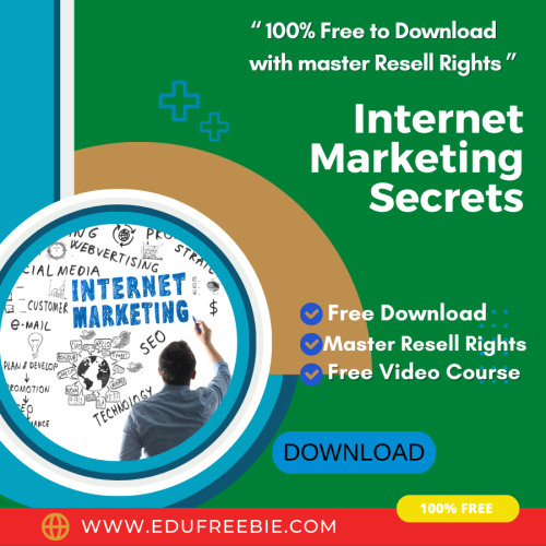 100% Free Download Real Video Course with Master Resell Rights “ Internet Marketing Secrets ” will make you an expert within a few minutes to get a high INCOME