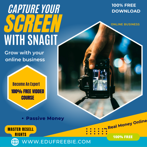 100% Free to Download Video Course with Master Resell Rights “Capture Your Screen With Snagit” is a way to make earn limitless passive money and have your own profitable home-based business