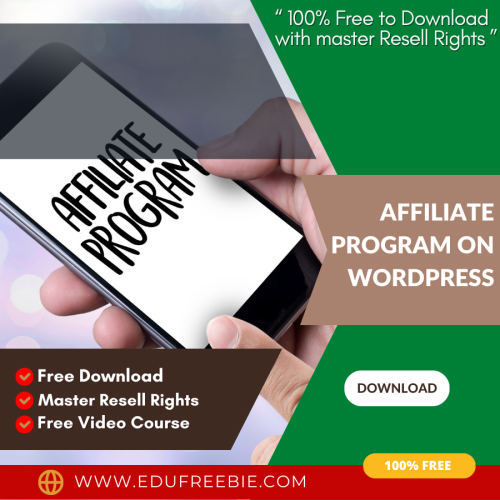 100% Free Video Course “How To Start Affiliate Program On WordPress” with Master Resell Rights is made to educate you on the skills for skyrocketing your earnings