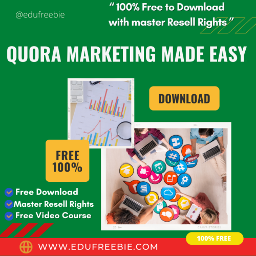 100% Free to download video course with master resell rights “Quora Marketing Made Easy Upgrade Package” will make you find new earning options to get passive money