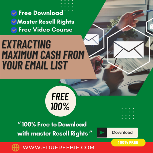 100% Free to download video course with master resell rights “Extracting Maximum Cash From Your Email List” will reveal a clear way to make money in an easy step