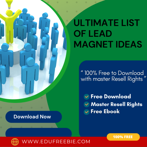 100% free download Real ebook with Master Resell Rights “Ultimate List Of Lead Magnet Ideas” is a lottery ticket to make money online while working from home on your smartphone and this will change your lifestyle within a month