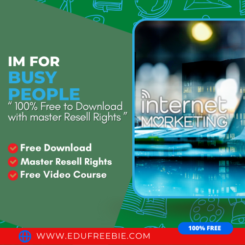 100% Free to Download Video Course with Master Resell Rights “IM For Busy People Upgrade Package” will teach you methods to earn passive money and get a comfortable life ever after