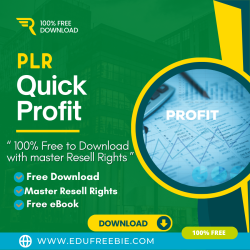 100% Free Download Real eBook with Master Resell Rights “PLR Quick Profit” is made especially for you to help in building a fresh online business and you will make money by doing work from home