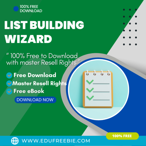 100% Free eBook “List Building Wizard” with Master Resell Rights is made to educate you on the skills for building new business and skyrocketing your earnings