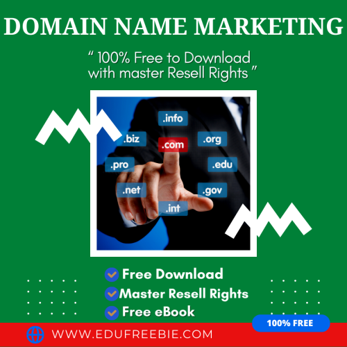 100% Free to Download eBook with Master Resell Rights “Domain Name Marketing” will make you a millionaire through your internet business and you will grab the opportunity to get a steady income source