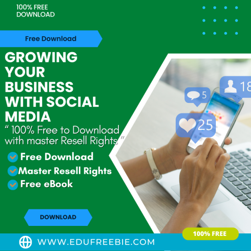 100% Free to Download ebook with Master Resell Rights “Growing Your Business With Social Media”. Generate profitability in your online business by learning the skills through this eBook