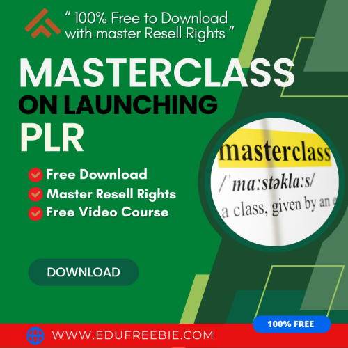 100% Free to Download Video Course “Masterclass On Launching PLR” with Master Resell which has the secret to a new lucrative business idea to make Real money online