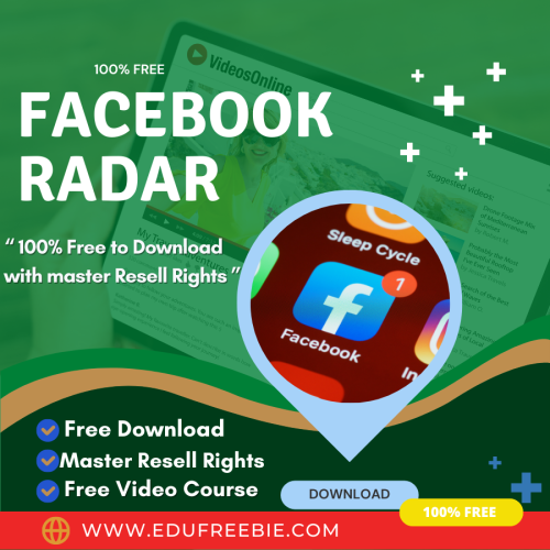 100% Free Download video course “Facebook Radar” with Master Resell Rights will make you earn passive money by doing part-time work. Discover the secrets for getting huge passive money doing work from home