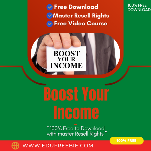 100 % Free Download video course with Master Resell Rights “Boost Your Income” is the right video course for helping you build an online business that will be much more profitable than any other business