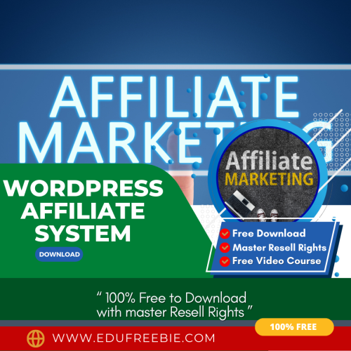 100% Download Free video course made for you “WordPress Affiliate System” with Master Resell Rights through which you will become a full–time entrepreneur while working part-time