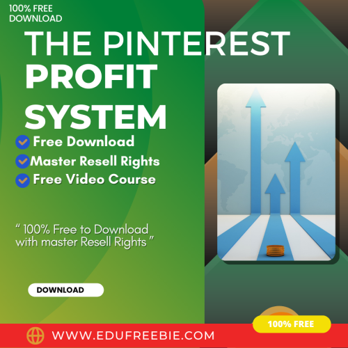 100% DOWNLOAD FREE Video Course with master RESELL rights “THE PINTEREST PROFIT SYSTEM” is here to give you new techniques for beginners as well as for experienced to make real money online