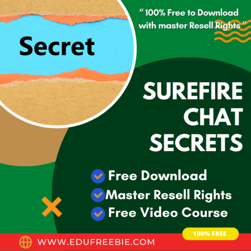 100% Free Video Course “SUREFIRE CHAT SECRETS” with Master Resell Rights and 100% Free to Download. Get dollars to flow into your account with this method