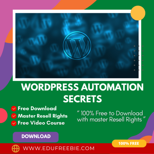 100% Download Free video course “WordPress Automation Secrets” with Master Resell Rights will help you to Optimize your creativity for getting huge passive money doing work from home