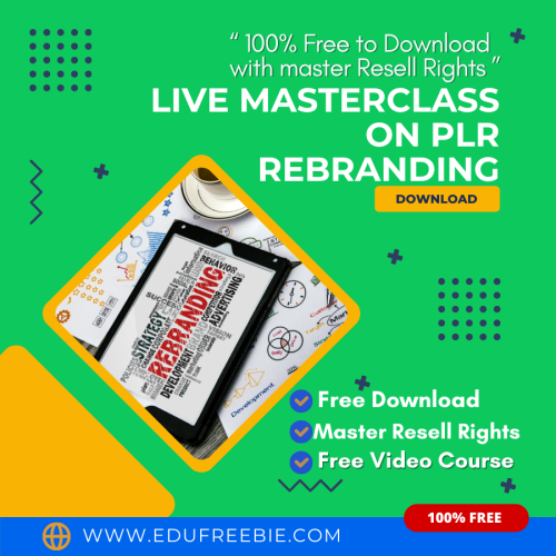 100% free video course has arrived with resell rights- a video course for self-study material with very understandable steps- “Live Masterclass On PLR Rebranding”, a video to make money online