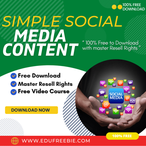 100% free to download video course with master resell rights “SIMPLE SOCIAL MEDIA CONTENT” is for everyone to make money online