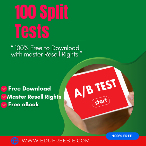 100% FREE “100 Split Tests” video course is with resell rights and is free to download. This  video course is going to help you see each idea as an opportunity to try new activities and open the door to  run an online business from the comfort of your home