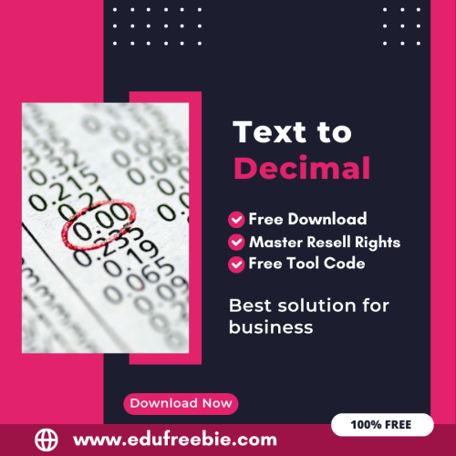 100% Free Text to Decimal Converter Tool: Easily Convert Text code to Decimal by Using this Tool and become a millionaire after selling this tool