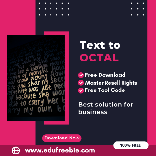 100% Free Text to Octal Converter Tool: Easily Convert Text code to Octal by Using this Tool and become a millionaire after selling this tool